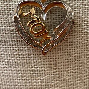 Sterling Silver Mon Heart Diamond Pendant Necklace 18"